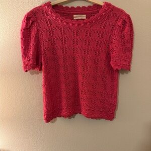 Anthropologie pink knit top Size large